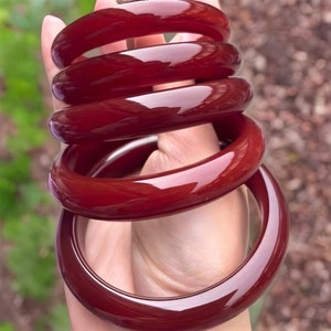 Natural Wine Red Jade Bangle For Women|Healing Gemstone Jade Jewelry|Red Jadeite Crystal Bangle Bracelet|Real Lucky Jade Bangle|Gift For Her