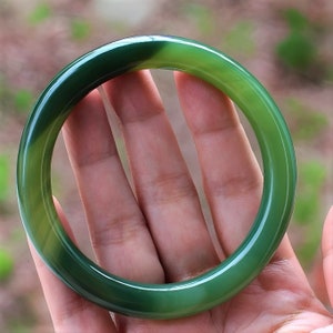 Natural!!! Green Agate Crystal Jade Bangle For Women|Green Agate Healing Gemstone Jade Bangle Bracelet|Lucky Agate Bangle|Bday Gift For Her