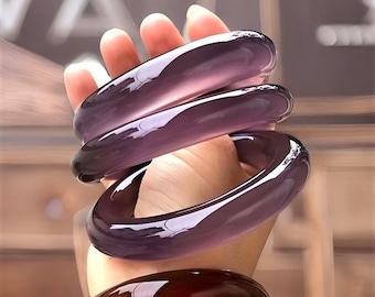 Natural!!! Lavender Jade Bangle For Women|Violet Crystal Jadeite Bangle Bracelet|Purple Healing Gemstone Lucky Jade Bangle|Anniversary Gift