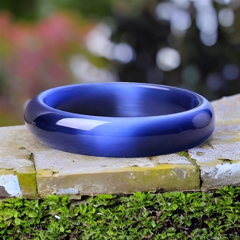 Natural!! Blue Opal Bangle For Women|Blue Healing Crystal Bangle Bracelet|Real Cats Eye Lucky Jade Gemstone Crystal Bangle|Bday Gift For Her