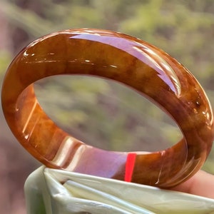 Natural!!! Orange Jade Bangle For Women|Yellow Gemstone Jadeite Bangle Bracelet|Orange Healing Crystal Lucky Gemstone Bangle|Gift For Her