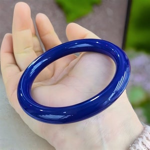 Natural!! Sapphire Jade Bangle|Ice Crystal Blue Sapphire Type Jade Bangle Bracelet|Dark Blue Healing Gemstone Bangle|Lucky Jade Gift For Her