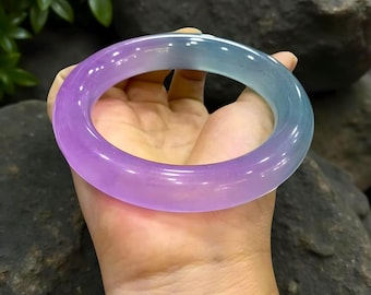 Natural High Ice Jade Bangle For Women|Ice Crystal Jadeite Jade Bangle Bracelet|Rare Ice Seed Lucky Healing Gemstone Bangle|Gift For Her