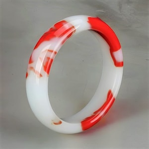 Natural!!! Floating Flower Red Jade Bangle For Women|Red Healing Ice Gemstone Bangle Bracelet|Jade Crystal White Lucky Bangle|Gift For Her