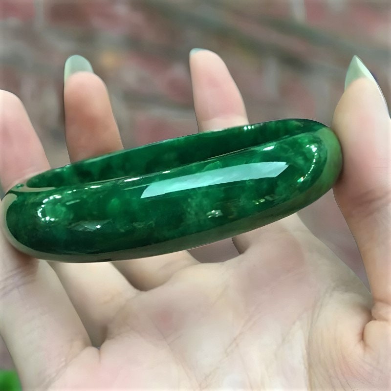 Emerald!!! Natural Jade Bangle For Women|Real Jadeite Lucky Jade Bangle Bracelet|Healing Gemstone Burmese Jade Crystal Bangle|Gift For Her