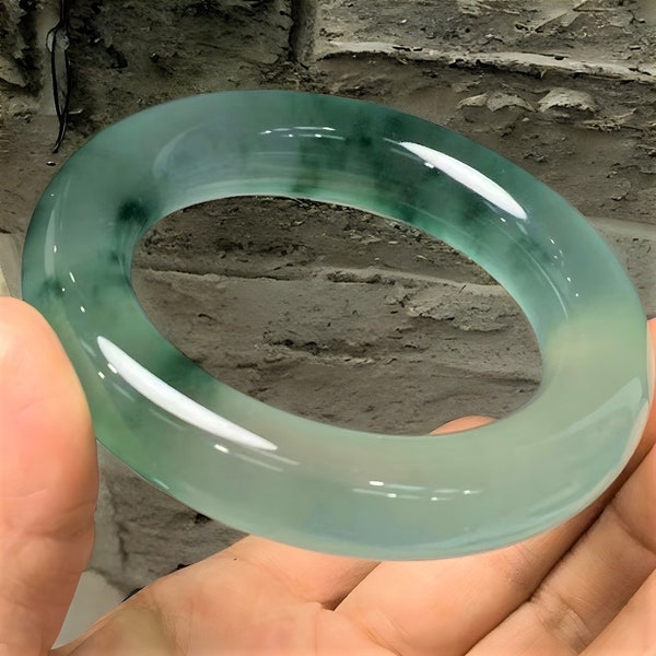 女性用フローティングフラワー天然翡翠バングル｜アイスクリスタル翡翠バングルブレスレット｜希少グリーンラッキーヒーリングジェムストーンバングル｜彼女へのギフト