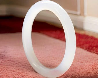 Natural!! White Jade Bangle For Women|Ice White Jadeite Bangle Bracelet|Healing Charm Real Bangle|Gemstone Clear Lucky Bangle|Gift For Her