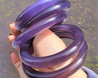 Natural Ice Lavender Jade Bangle|Violet Crystal Jadeite Bangle Bracelet|Real Crystal Purple Jade Bangle|Healing Gemstone Bangle|Gift For Her