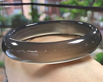 Naturlig!! Grått Jadearmband för Kvinnor|Isrökt Jadeitarmband|Grått Klar Läkande Kristallarmband|Lyckoädelstensarmband|Gåva till Henne