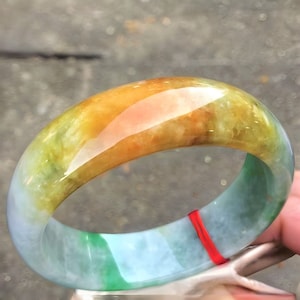 Natural!! Three Colour Jade Bangle Bracelet For Womn|Ice Green Jadeite Bangle|White Lucky Jade Bangle|Healing Brown Jade Bangle|Gift For Her