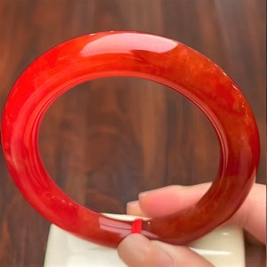 Red!! Natural Jade Bangle For Women|Genuine red Ice Crystal Jadeite Bangle Bracelet|Healing Lucky Red Jade Gemstone Bangle|Bday Gift For Her