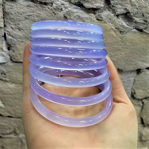Natürlicher Lavendel Jade Armreif für Frauen|Heiledelstein Jade Schmuck|Lila Jadeit Kristall Armreif|Glücksjade Armreif|Geschenk für sie