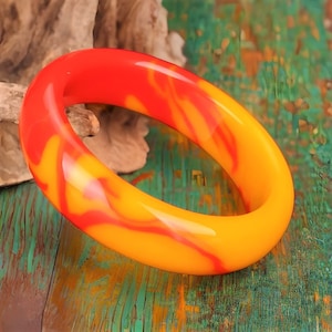 Original!! Orange Jade Bangle Bracelet For Women|Red Crystal Floating Dual Color Jade Bangle|Healing Gemstone Jade Jewelry|Bday Gift For Her