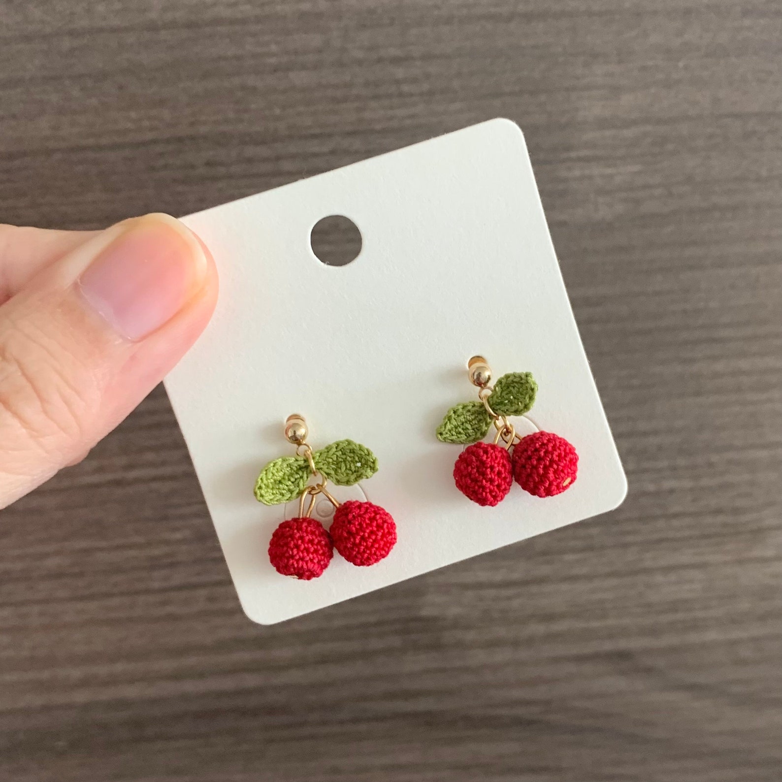 Mini crochet cherry earrings Cherry earrings Handmade Etsy