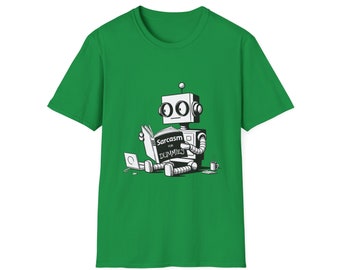 Robot Learns Sarcasm T-Shirt | Funny AI Humor Tee | Geeky Tech Shirt | AGI Emotion Learning