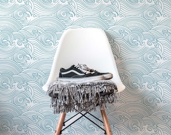 Ocean Waves Peel and Stick Wallpaper, Removable Wall Decor, Self-Adhesive, Renter Friendly, Modern Space Design