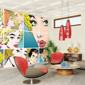 Zdejmowana tapeta, tapeta samoprzylepna, tapeta ścienna, fototapeta - Pop Art Wall Mural