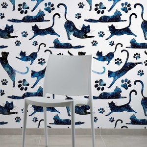 Carta da parati Skyline Cats Design - Carta da parati staccabile e adesiva - Decorazione murale - Carta da parati tradizionale