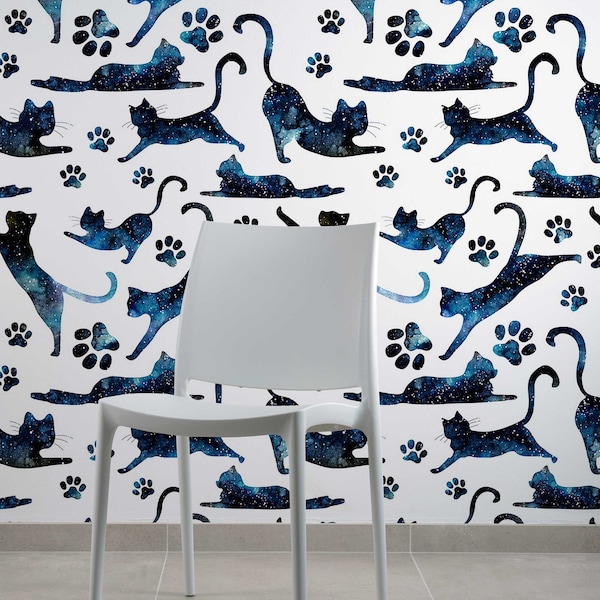 Skyline Cats Peel and Stick Wallpaper: Removable Wall Art