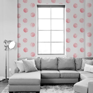 Pink Dots   Wallpaper Removable Wallpaper Peel and Stick Wallpaper Wall Decor Home Decor Wall Art Printable