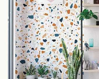 Bold Terrazzo Wallpaper / Coastal Style Traditional or Removable Wallpaper / Modern Terrazzo Wall Decor