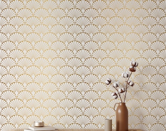 Gold Art Deco Wallpaper Mural, Elegant Geometric Peel and Stick, Self-Adhesive, Renter Friendly, Removable Roll