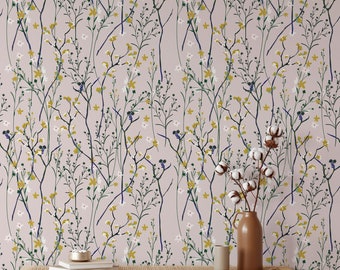 Floral Peel and Stick Wallpaper, Scandinavian Style, Removable, Self-Adhesive, Renter Friendly, Accent Room Decor