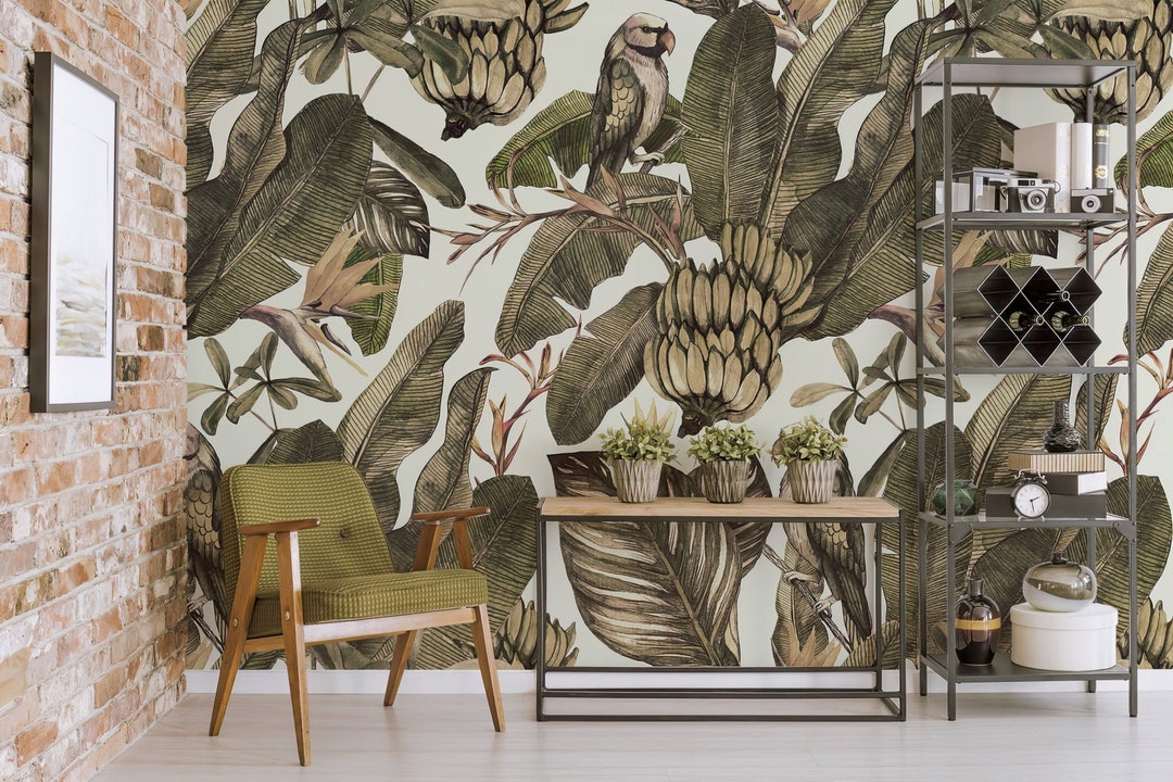 Vintage Jungle Peel and Stick Wallpaper Mural - Etsy