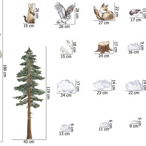 May include: A set of watercolor illustrations featuring various woodland animals, trees, and clouds. The illustrations include a pine tree, a fir tree, a snowy owl, a squirrel, a fox, a hedgehog, a bird, a lynx, and clouds. The illustrations are perfect for adding a touch of nature to any project.