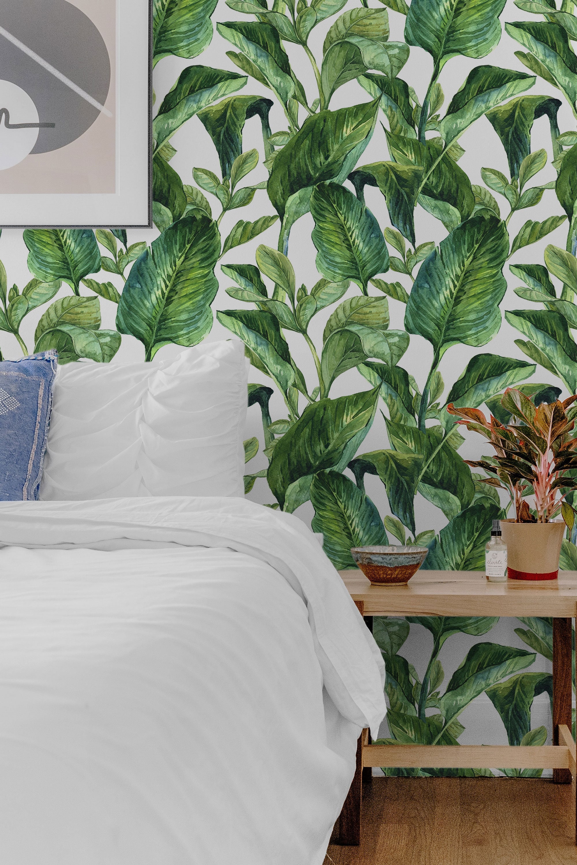 Watercolor Tropical Leaf Peel and Stick Wallpaper - Etsy
