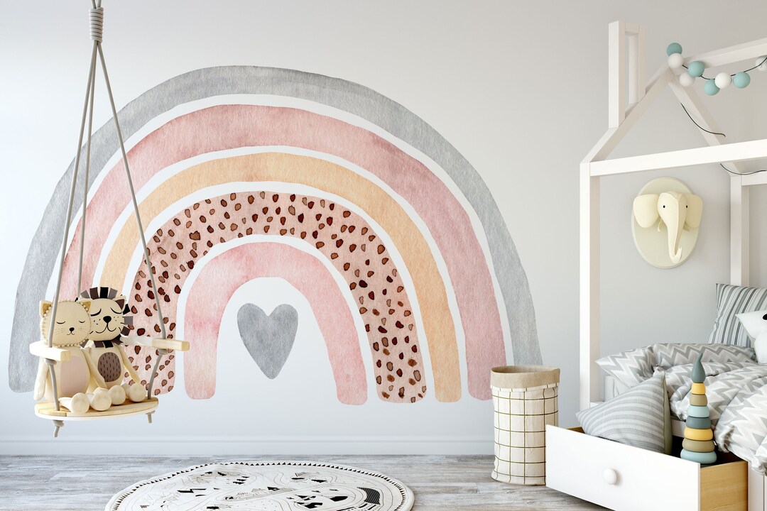 Rainbow Wall Decal, Nursery Wall Decal, Rainbow Wall Sticker, Large ...