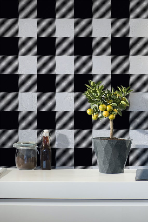 Gingham Removable Wallpaper Buffalo Check Plaid Self Etsy