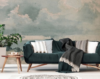 Vintage Clouded Sky Mural - Peel and Stick Wallpaper, Self-Adhesive, Renter Friendly, Removable Roll, Accent Room Decor
