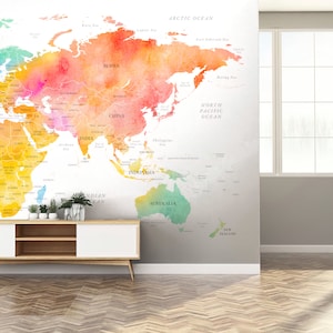 Abnehmbare Tapete Schälen und Stick Tapete Wand Papier Wandbild - Bunte Farbspritzen Weltkarte