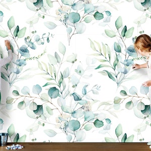 Eucalyptus Dream Wallpaper - Removable Wallpaper - Adhesive Wallpaper - Temporary Wallpaper - Floral Wallpaper - Mint Decor - Nursery - Wall