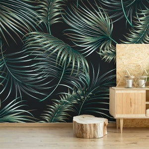 Removable Wallpaper Peel and Stick Wallpaper Wall Paper Wall Mural - Green Tropical Palm Leaf