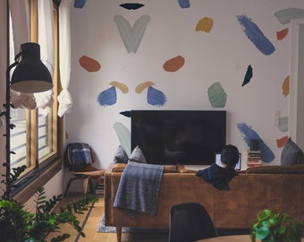 Peel and Stick Wallpaper - Painter's Vision, Abstract Brushstrokes Wall Art, Self - Adhesive, Renter Friendly, Removable Roll