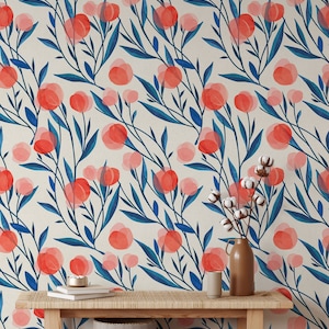 Popy Flowers | Peel and Stick Wallpaper | Removable Wallpaper | Wall Decor | Home Decor | Wall Prints | Wall Hanging