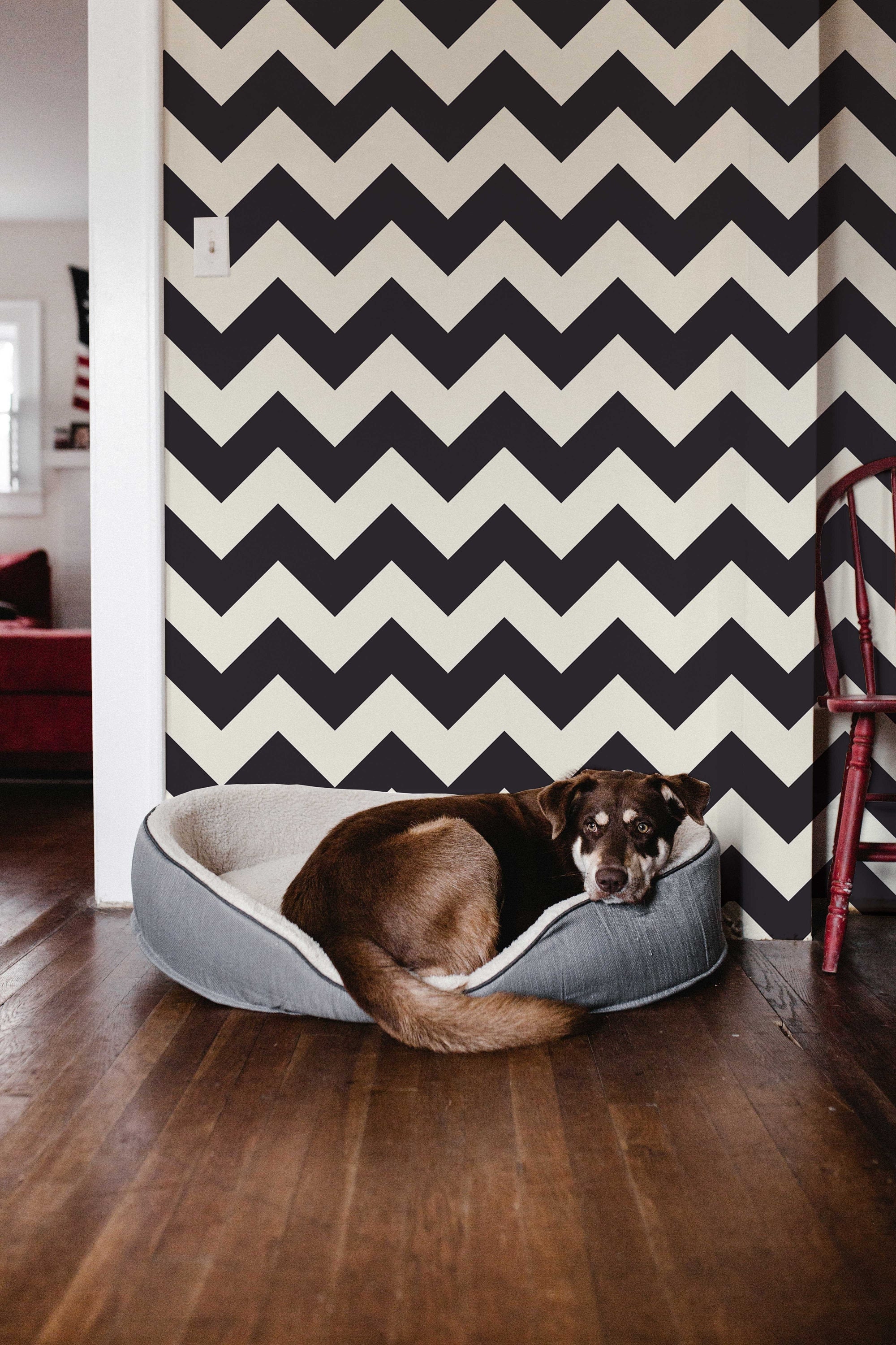 Zig Zag Wallpaper Removable Wallpaper Peel and Stick Wallpaper Etsy