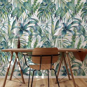 Palm Monstera Leaf | Peel and Stick Wallpaper | Removable Wallpaper | Wall Decor | Home Decor | Wall Art | Wall Prints
