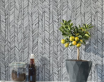 Scandinavian Herringbone Wallpaper, Peel and Stick Removable Wall Decor, Self-Adhesive, Renter Friendly, Modern Space Design