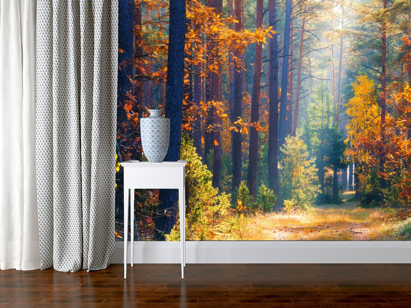 Autumn Forest Wallpaper Peel and Stick Removable Landscape | Etsy