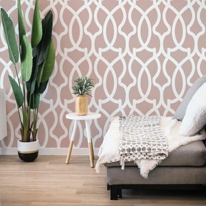 Blush Moroccan Pattern Wallpaper / Traditional or Removable Wallpaper