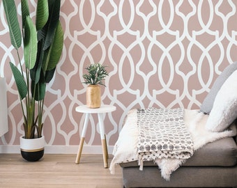 Blush Moroccan Pattern Wallpaper / Traditional or Removable Wallpaper