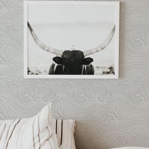 Grey Color Ocean Waves Wallpaper, Coastal Farmhouse style, Nautical Design, Self Adhesive and Traditional material