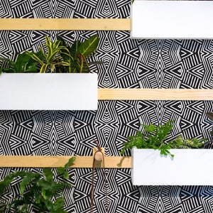 Tribal Pattern Removable Wallpaper / Black Traditional or Self Adhesive Wallpaper