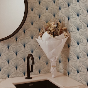 Ocean theme Scallop Wallpaper, Coastal design, Nautical tiles Traditional or Removable Wallpaper