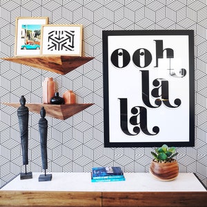 Removable Wallpaper / Cube Pattern Geometric Wallpaper / Traditional or Self Adhesive Wallpaper