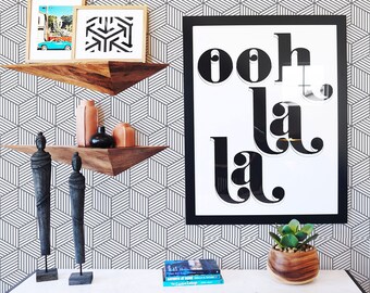Geometric Cube Pattern Wallpaper, Removable or Traditional, Self-Adhesive, Renter Friendly, Accent Room Decor, Modern Space Design