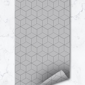 Geometric Cube Pattern Wallpaper, Removable or Traditional, Self-Adhesive, Renter Friendly, Accent Room Decor, Modern Space Design image 3